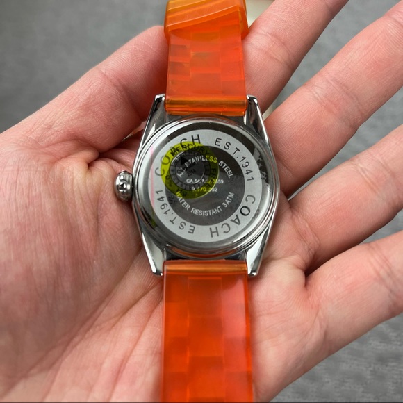 Nwot Coach Watch Orange Silicon Jelly Strap Andee Boyfriend Ladies Watch - Picture 7 of 10